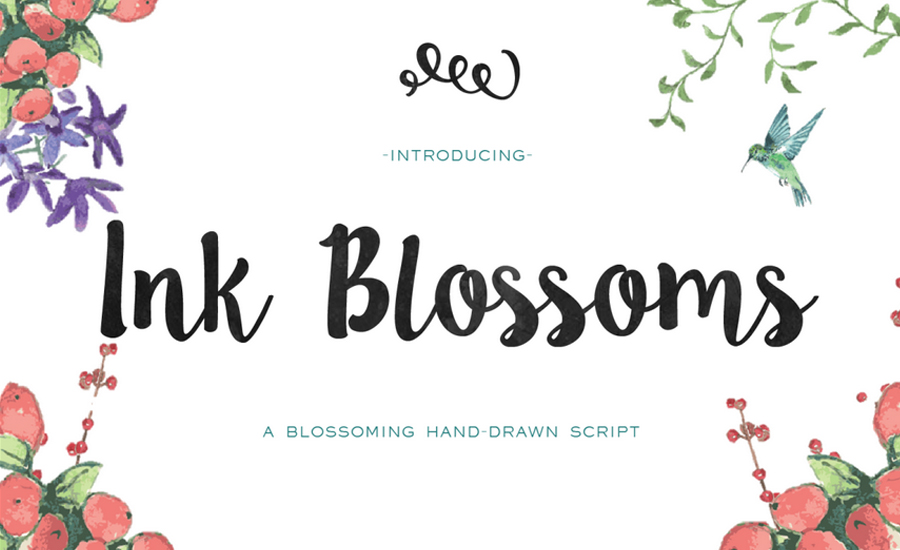 Hand-painted font w/ watercolour elements