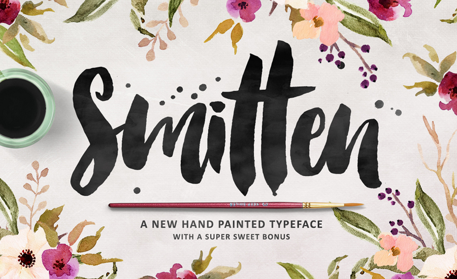Lovely hand-painted font w/ watercolour elements